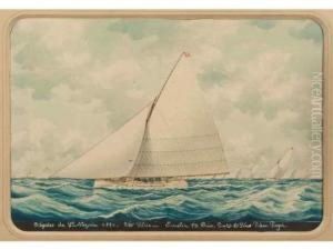 Regate A Saint-nazaire, 1870. by Louis Francois Pros. Roux