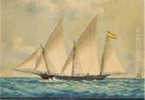 The Spanish Trading Xebec Antonieta Off Marseilles by Louis Francois Pros. Roux