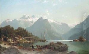 A Norwegian fjord landscape by Johannes-Bertholomaus Dutntze