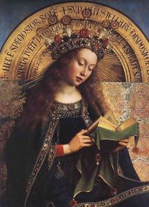 The Ghent Altarpiece- Virgin Mary (detail) 1426-29 by Jan Van Eyck
