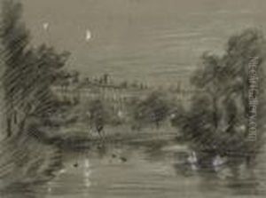 St. James's Park, London, By Moonlight by George James Rowe