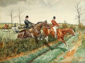 Jumping The Hedge And Crossing The Stream: Two by George Derville Rowlandson