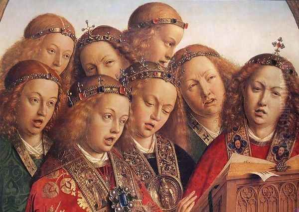 The Ghent Altarpiece- Singing Angels (detail 1) 1427-29 - view 1