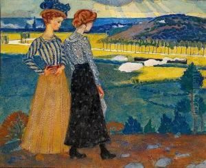 Jeunes Filles Dans Un Paysage by Pierre Roy