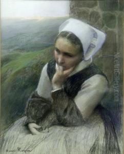 Portrait Of A Breton Girl by Henri Royer