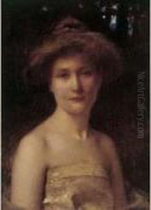 < Portrait De Jeune Femme Dans Un Sous-bois >. by Henri Royer