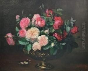 Coupe De Roses Sur Un Entablement by Dominique Rozier