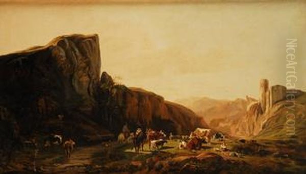Paisaje De Montana Con Pastores - view 1