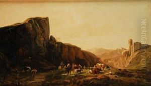 Paisaje De Montana Con Pastores by Jules Rozier