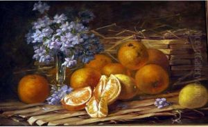 Nature Morte Aux Oranges Huile Sur Toilesignee En Haut A Droite 35,5 X 55