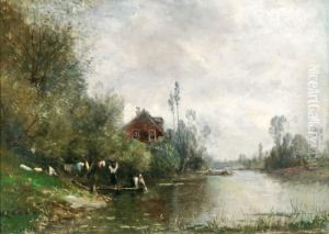Lavandieres Au Bord De La Riviere