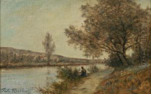 Pecheur En Bordure De Riviere Pecheur En Bordure De Riviere
