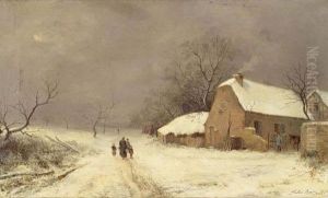 Winterlandschaft Mit Fussgangern. by Jules Rozier