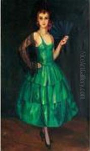 Elegante A L'eventail (1926) by Vladimir Rozmainsky