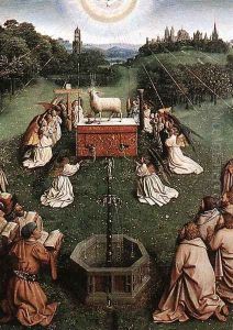 The Ghent Altarpiece- Adoration of the Lamb (detail 4) 1425-29