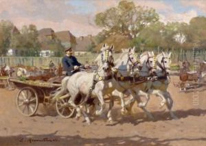 Zaprzeg Z Czworka Koni by Zygmunt Rozwadowski