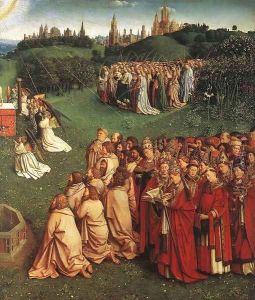 The Ghent Altarpiece- Adoration of the Lamb (detail 3) 1425-29