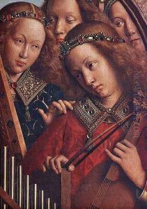 The Ghent Altarpiece- Angels Playing Music (detail 2) 1426-27