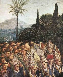 The Ghent Altarpiece- Adoration of the Lamb (detail 7) 1425-29 by Jan Van Eyck
