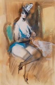 Dame Im Blauen Mieder by Konstantin Ivanovich Rudakov