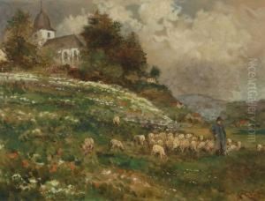 Landschaft Mitschafer Und Herde by Carl Rudell