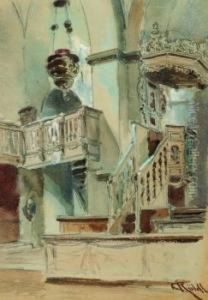 Kircheninterieur (im Dom Zu Trier?) by Carl Rudell
