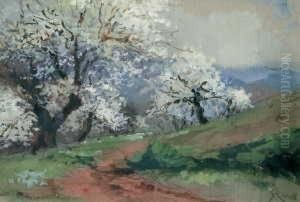 Landschaft Mit Bluhenden Obstbaumen. by Carl Rudell