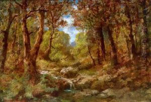 Herbstliches Waldinterieur by Hermann Rudisuhli