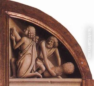 The Ghent Altarpiece- The Offering of Abel and Cain 1425-29 by Jan Van Eyck