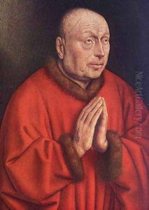 The Ghent Altarpiece- The Donor (detail) 1432 by Jan Van Eyck