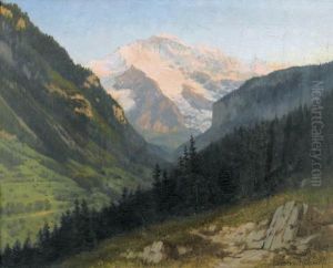 Jungfrau Im Alpengluhen by Hermann Rudisuhli