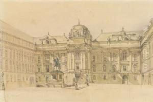 Der Josefsplatz In Wien by Rudolf Ritter von Alt
