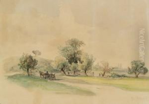 Landschaft Mit Fuhrwerk by Rudolf Ritter von Alt