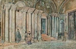Die Vorhalle Von San Marco In Venedig by Rudolf Ritter von Alt