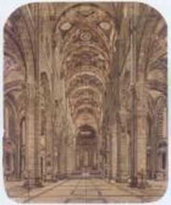 Vaulted Interior Of A Church by Rudolf Ritter von Alt
