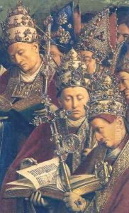 Ghent Altarpiece, Popes and Bishops (detail) by Jan Van Eyck