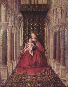 Marienplatz altar, Dresdner triptych, middle panel, Mary with child by Jan Van Eyck