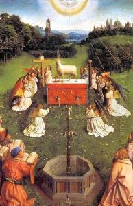 The Ghent Altarpiece Adoration of the Lamb (detail) 3 by Jan Van Eyck