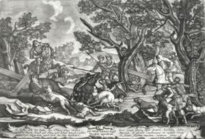 Caca Ao Javali E A Raposa by Rugendas, Georg Philipp I