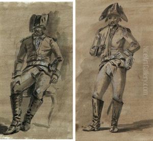 Deux Etudes De Soldats En Pied by Georg Philipp Rugendas I