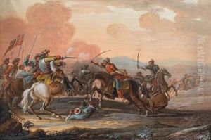 Vier Gefechtsszenen Aus Den Turkenkriegen