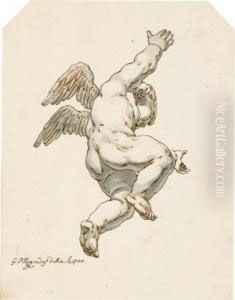A Study Of A Winged Putto by Georg Philipp Rugendas I
