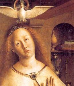 The Ghent Altarpiece Mary of the Annunciation (detail) by Jan Van Eyck