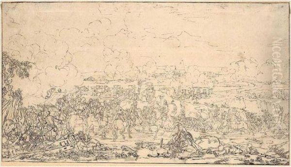 An Army Laying Siege To A City. - view 1