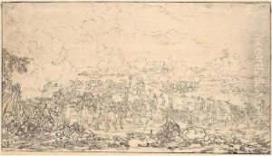 An Army Laying Siege To A City.