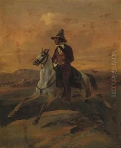 A Gaucho On Horseback At Sunset