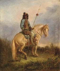 Equestrian Portrait Of A Pehuenche Chief by Johann Moritz Rugendas