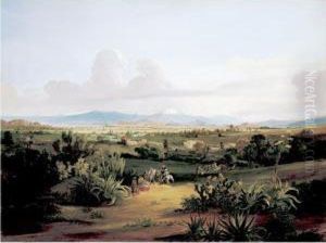 Vista Del Valle De Mexico Con Volcanes Y Lago De Texcoco by Johann Moritz Rugendas