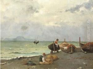 On The Beach Near Naples by Pasquale Ruggiero