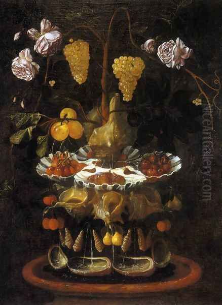 Still-Life with a Shell Fountain, Fruit and Flowers c. 1645 - view 1